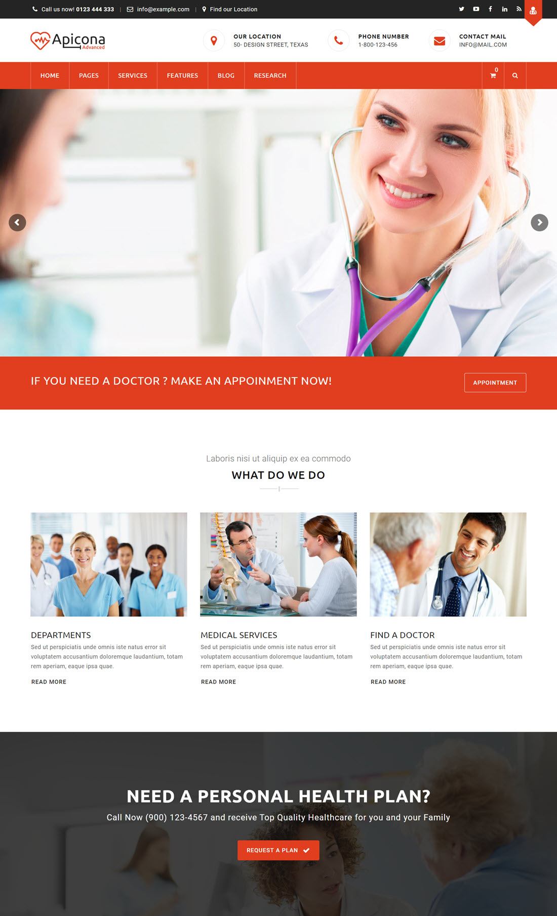 Apicona Health & Medical Theme For WordPress Example