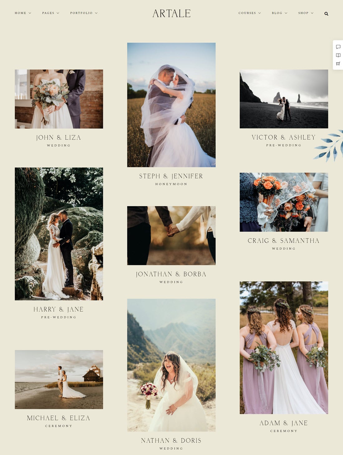 Artale Wedding Photography Portfolio WordPress Theme Demo-min