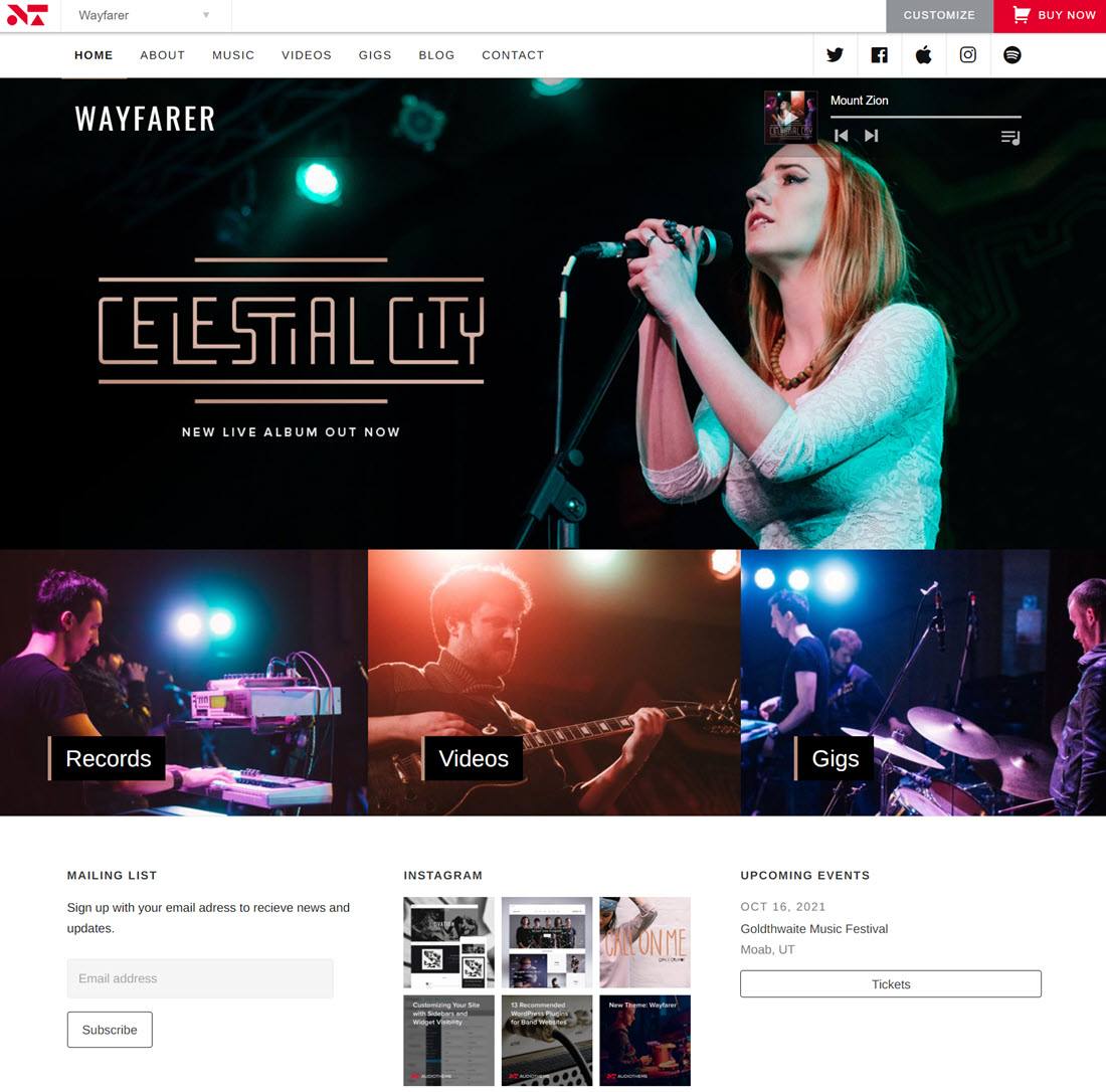 AudioTheme Music WordPress Themes Screenshot