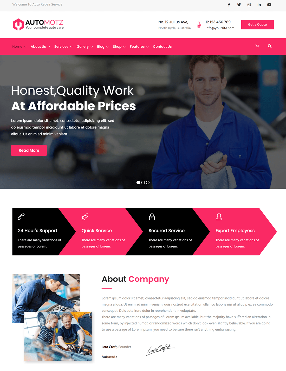 Automotz Auto Repair Services WordPress Theme ScreenShot