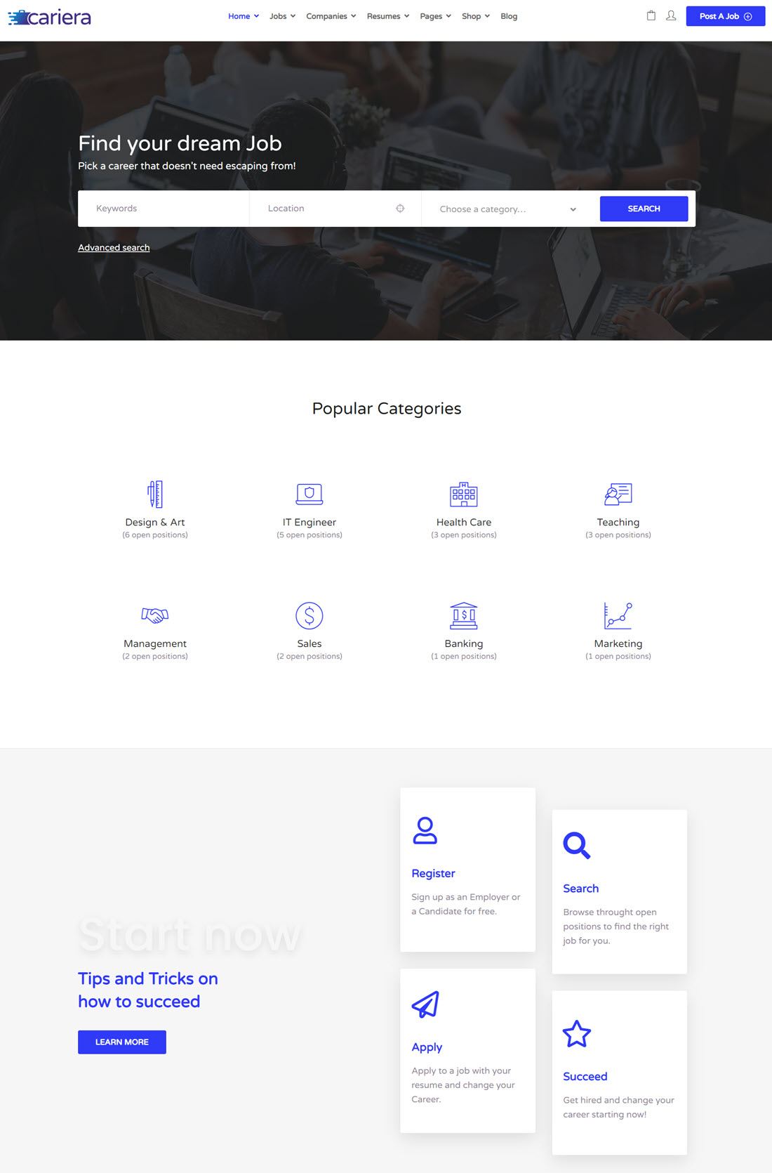 Cariera Job Board WordPress Theme Demo