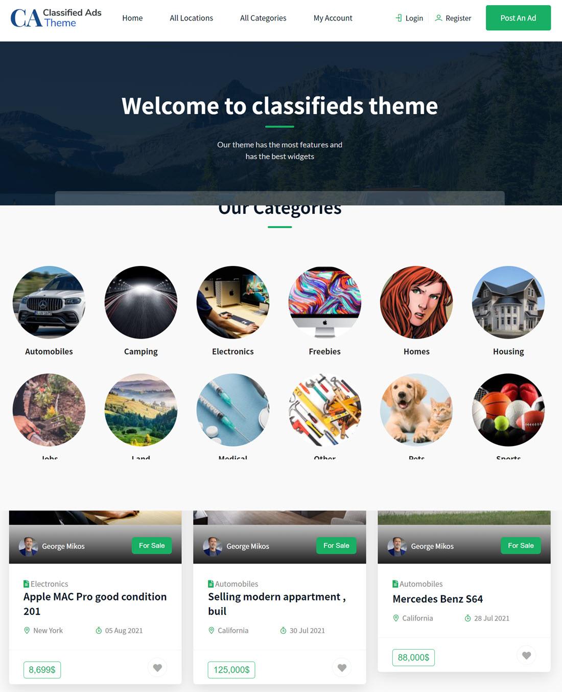 Classified Ads Theme For WordPress Demo