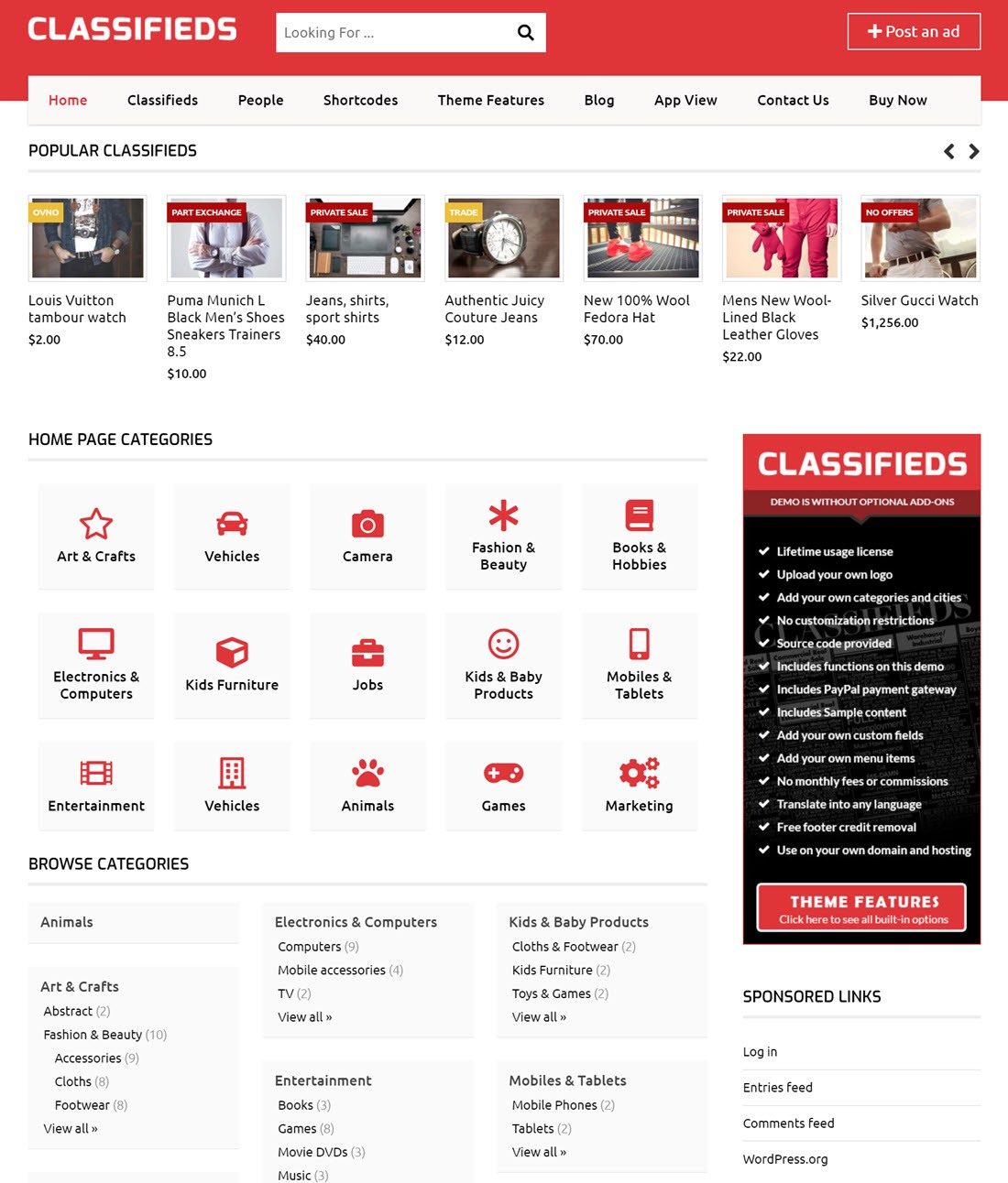 Classifieds Theme For WordPress Screenshot