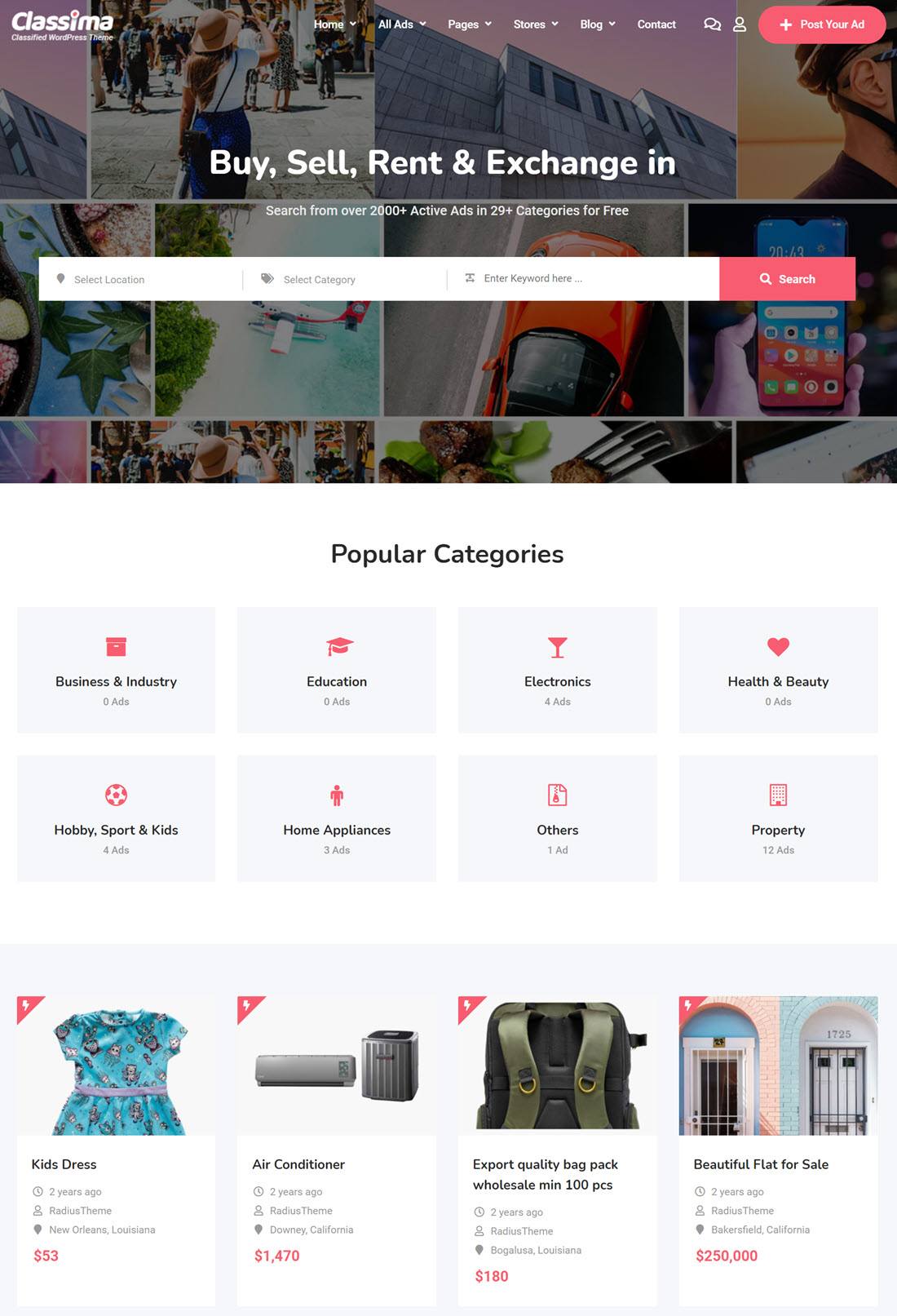 Classima Classified Ads WordPress Theme Screenshot