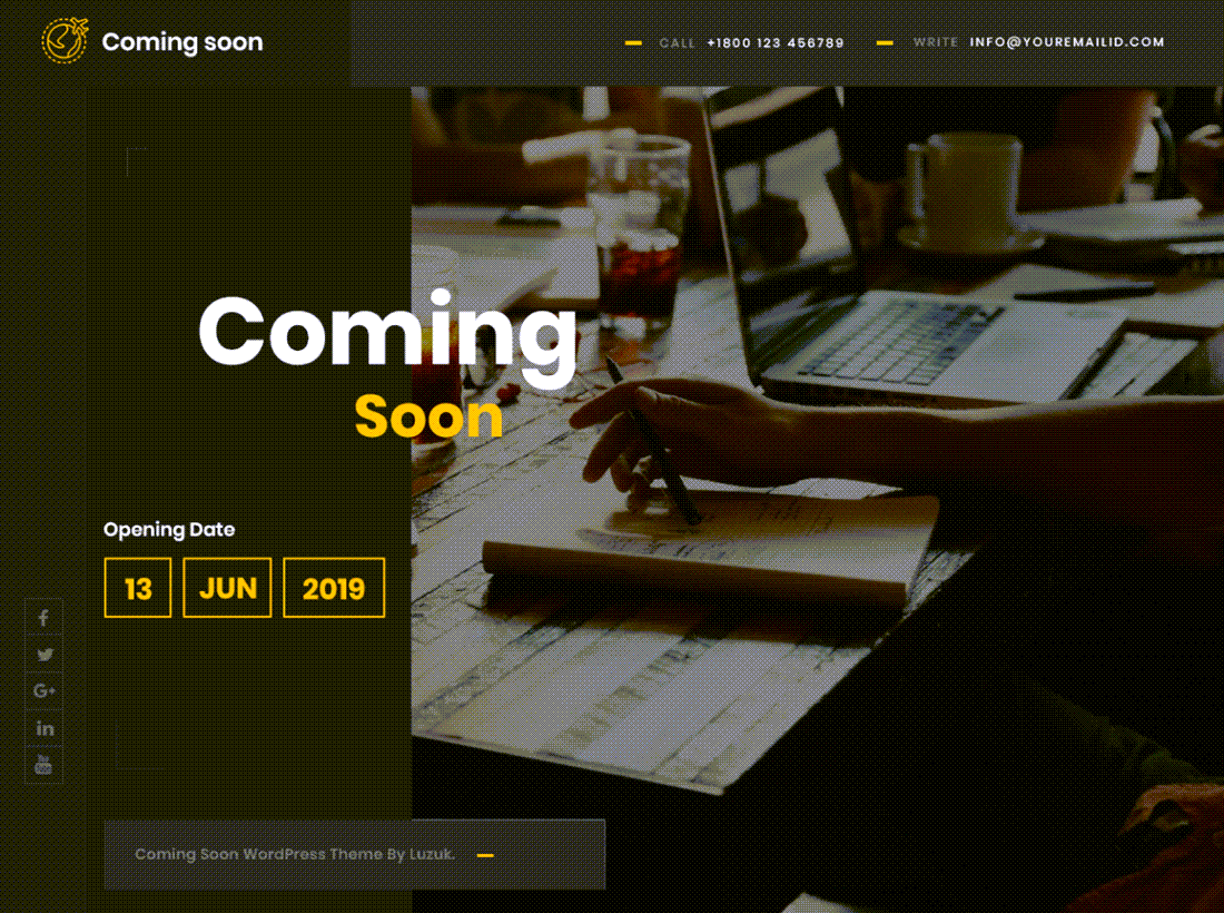 Coming Soon Lite Theme For WordPress Example