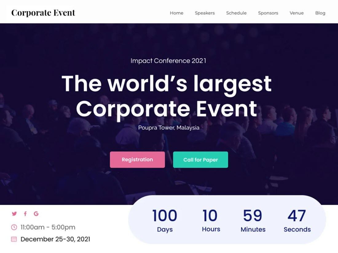 Corporate Event Theme For WordPress deemo