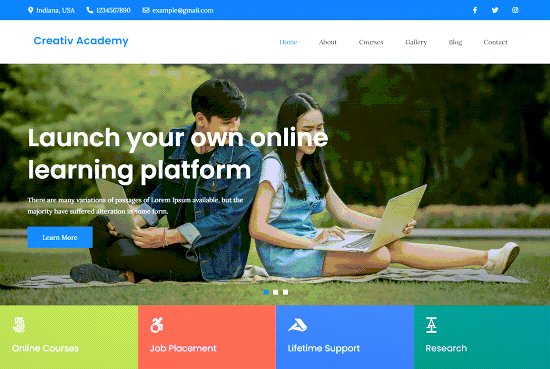 Creativ Academy WordPress Education Site Demo