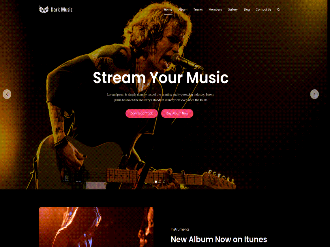 Dark Music Theme for WordPress ScreenShot