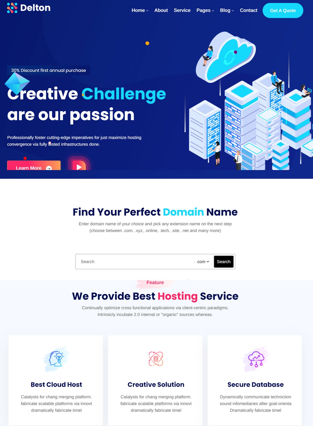 Delton Hosting & WHMCS WordPress Theme