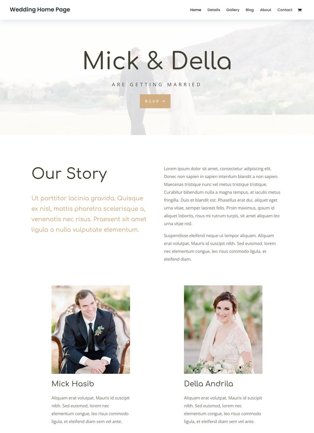 Divi Wedding Theme For WordPress Example