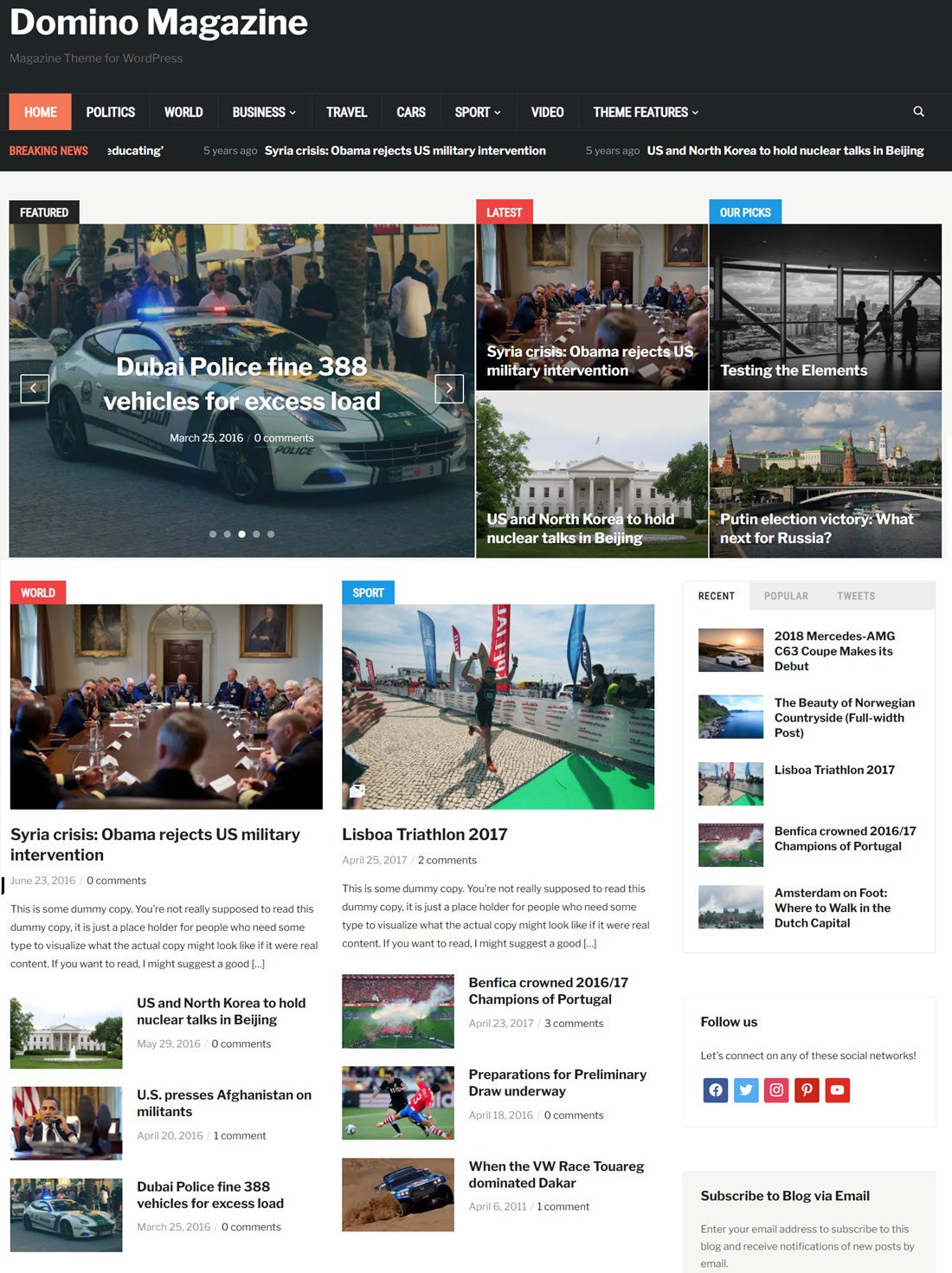 Domino Magazine Theme For WordPress Screenshot