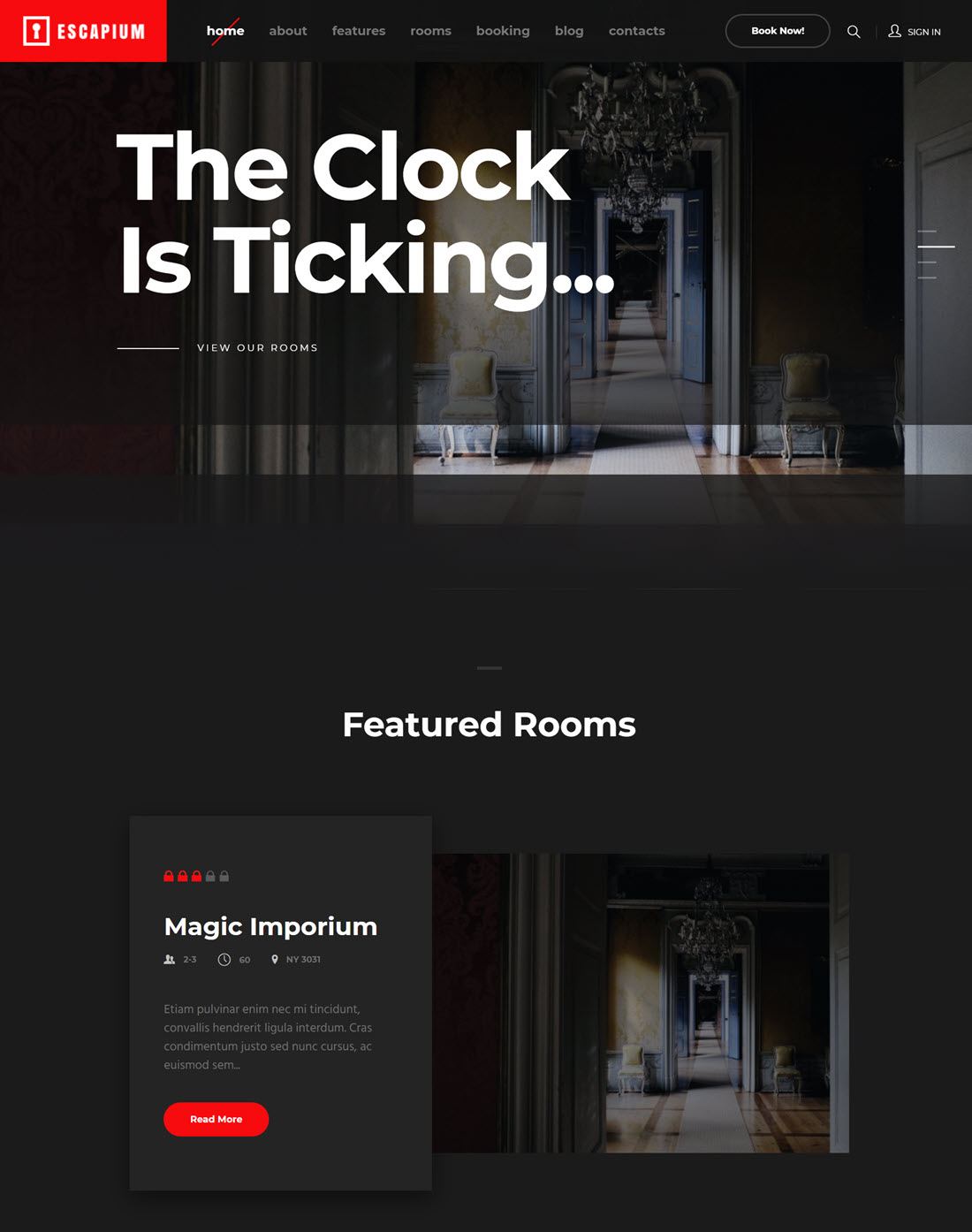 Escapium Escape Room Game WordPress Theme Demo