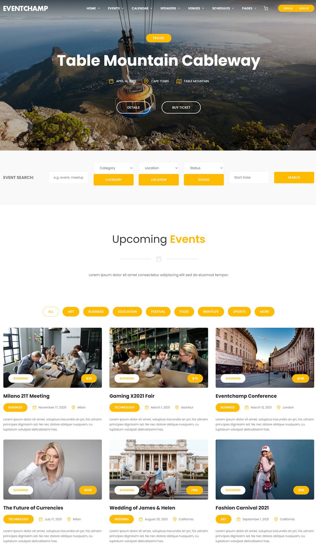 Eventchamp Multiple Event & Conference WordPress Theme Demo