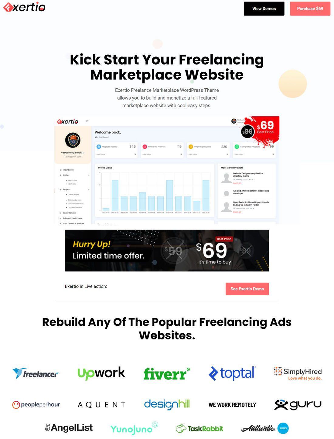 Exertio Freelance Marketplace WordPress Theme Demo