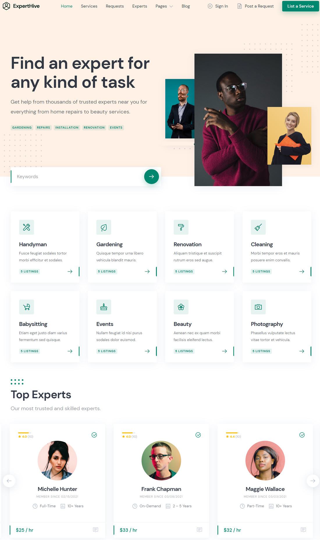 ExpertHive Theme build a marketplace Screenshot