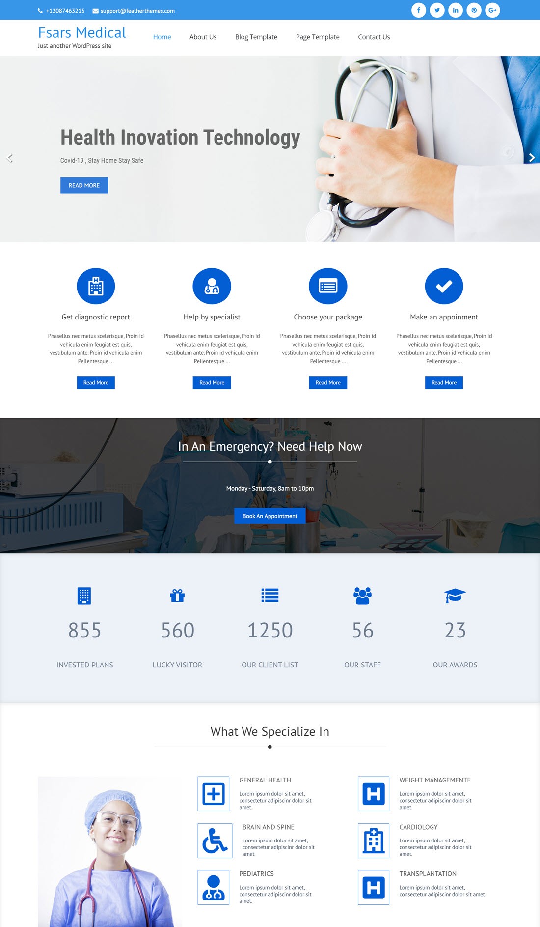 FSars Medical Health & Medical Theme For WordPress Example