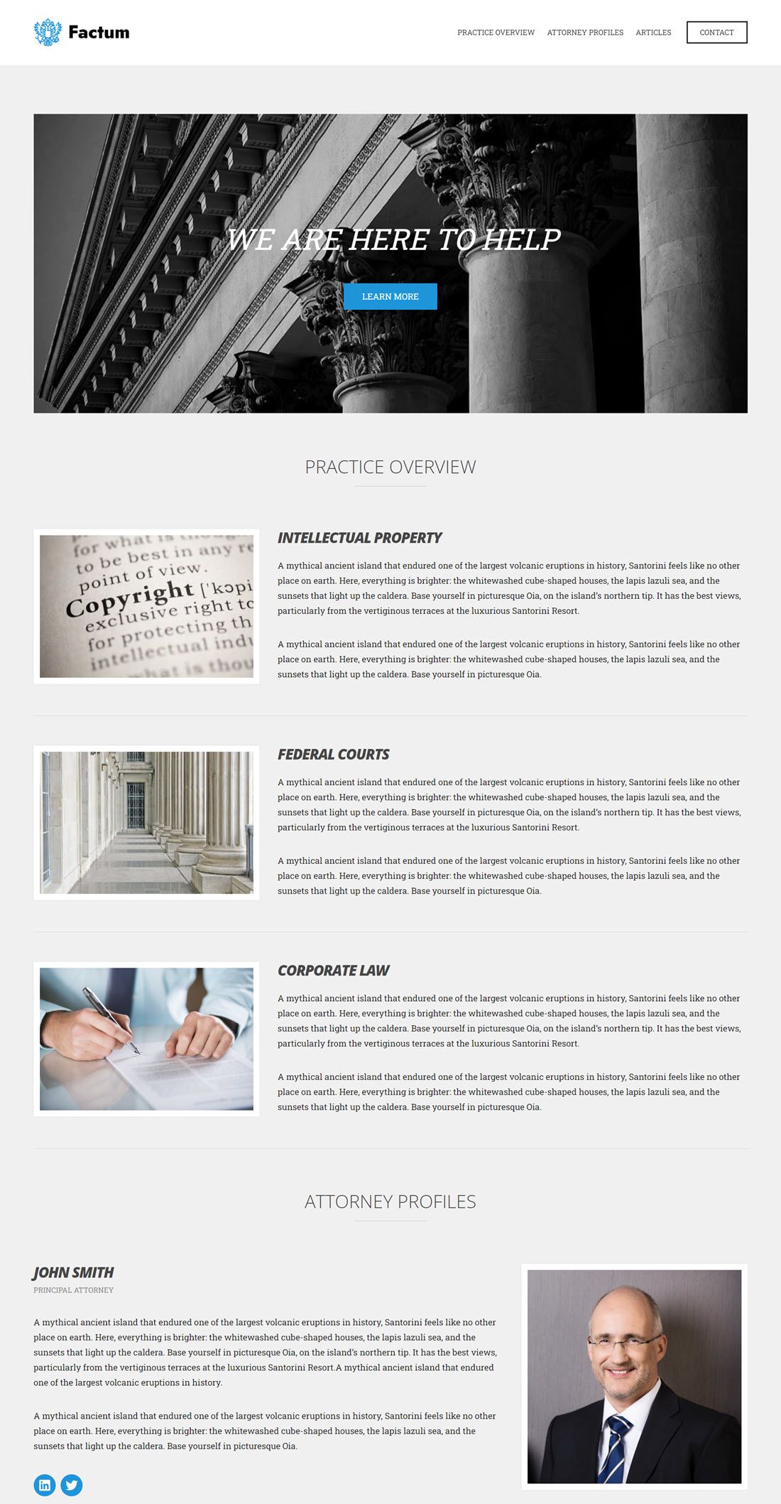 Factum Lawyer WordPress Theme Example