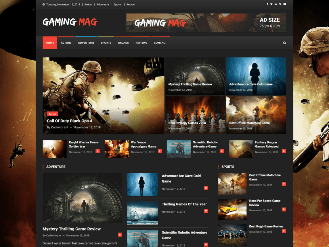 Gaming Mag Theme For WordPress Demo