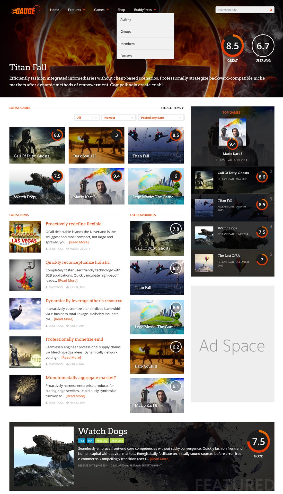 Gauge Multi-Purpose Review Theme Screenshot