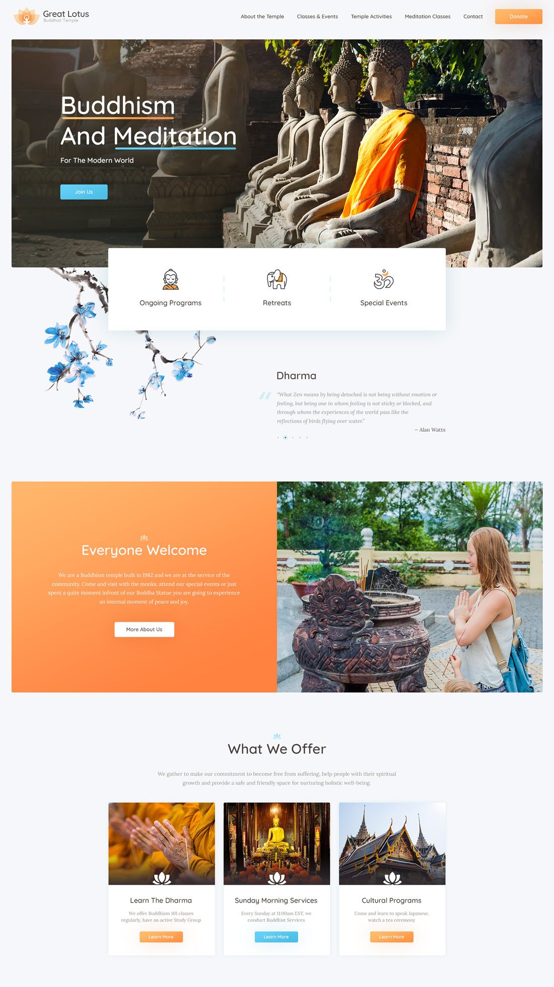 Great Lotus Oriental Buddhist Temple WordPress Theme Screenshot