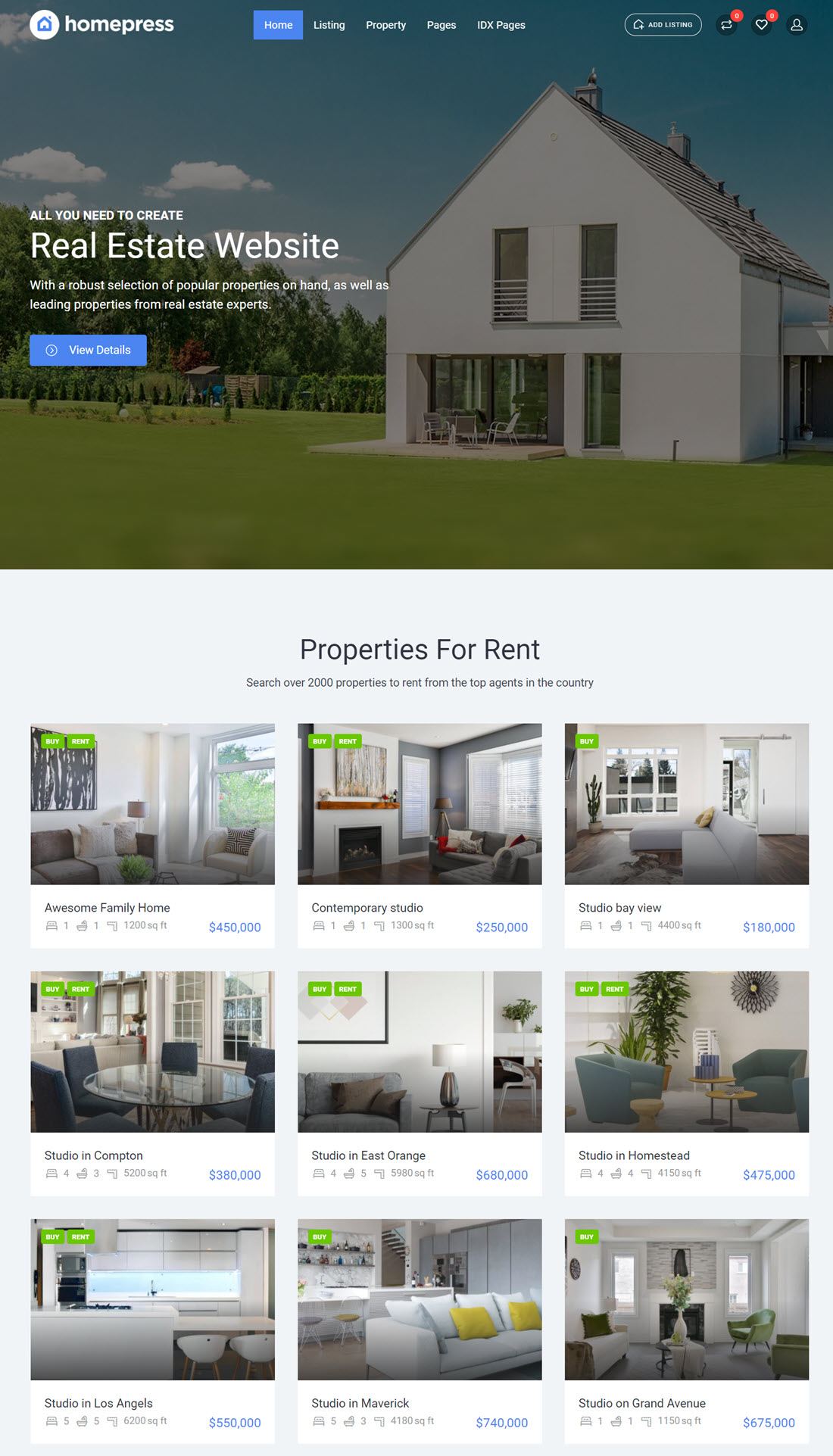 HomePress Real Estate Theme For WordPress ScreenShot