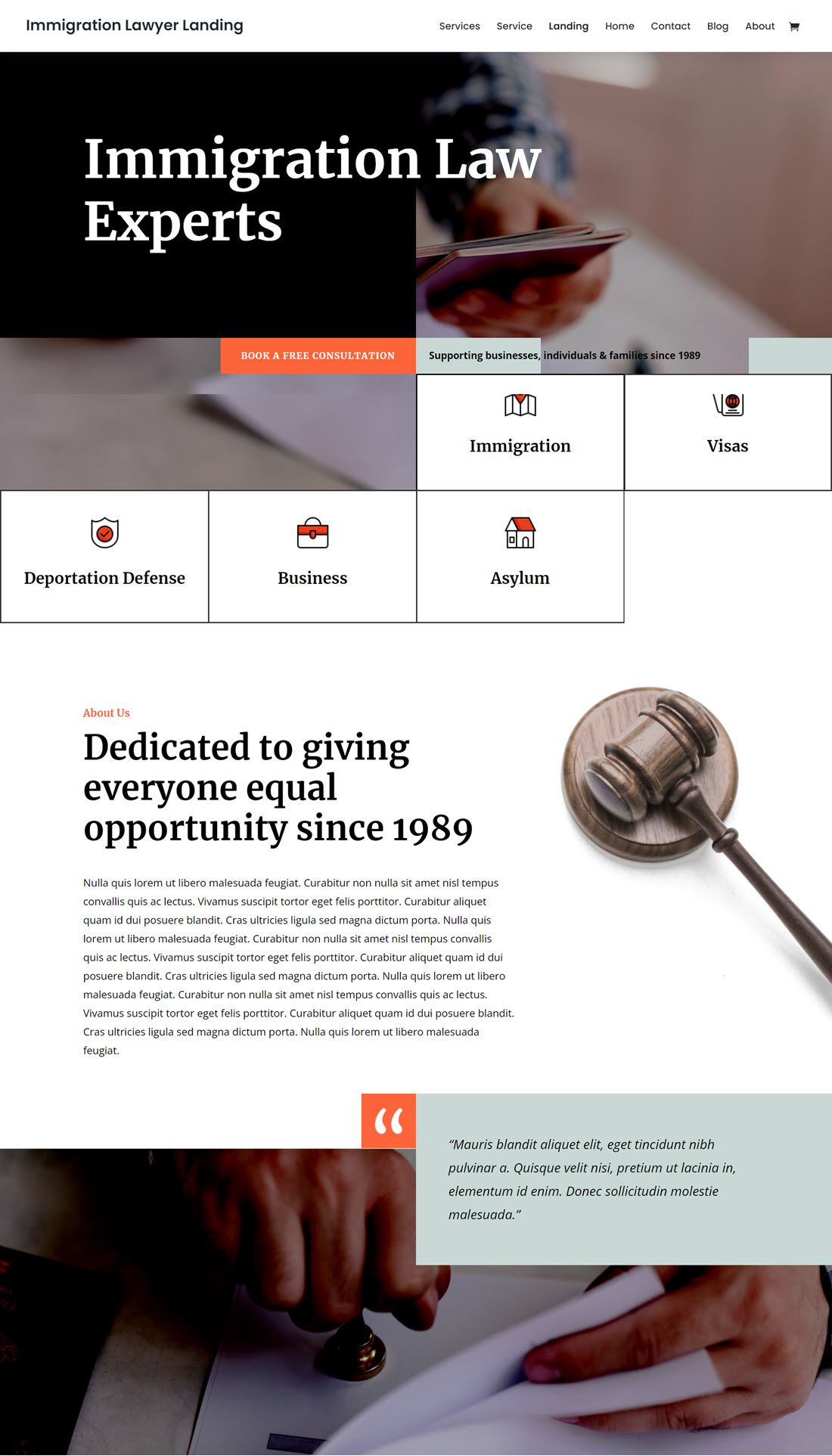 Immigration Law Lawyer Theme For Wardress Screenshot