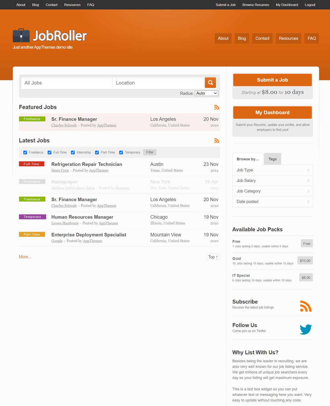 JobRoller Theme For WordPress Screenshot