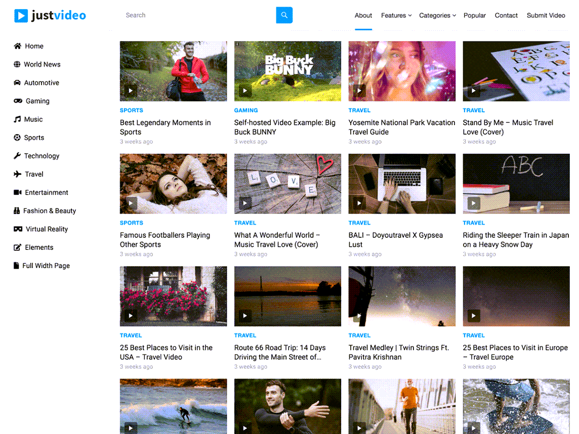 JustVideo Video WordPress Themes Example
