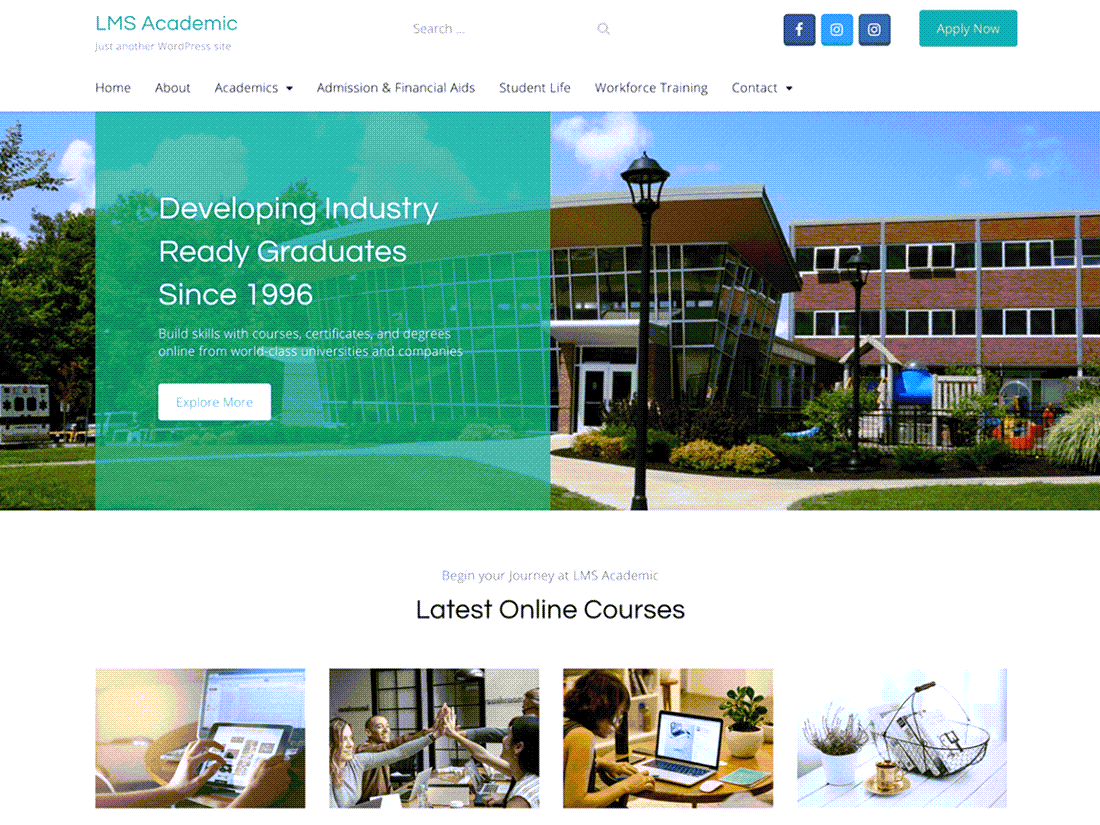 LMS Academic Learning management WordPress Theme ScreenShot