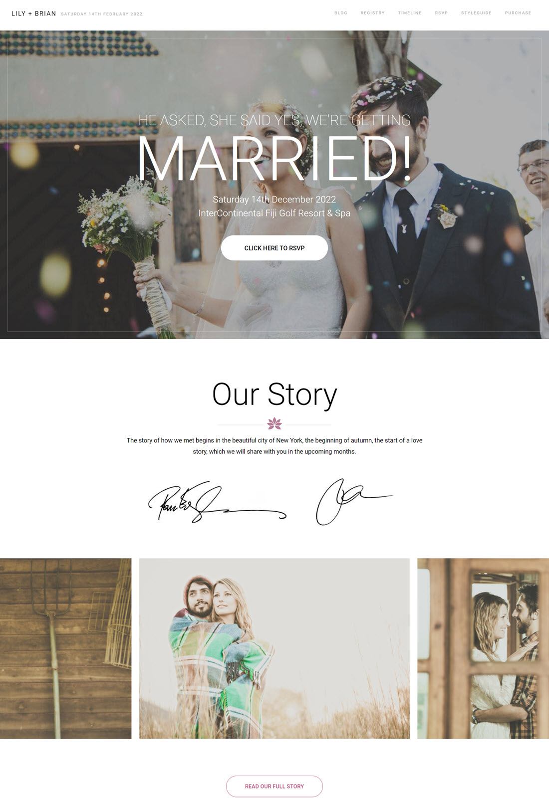 Lily WordPress Wedding Theme Screenshot