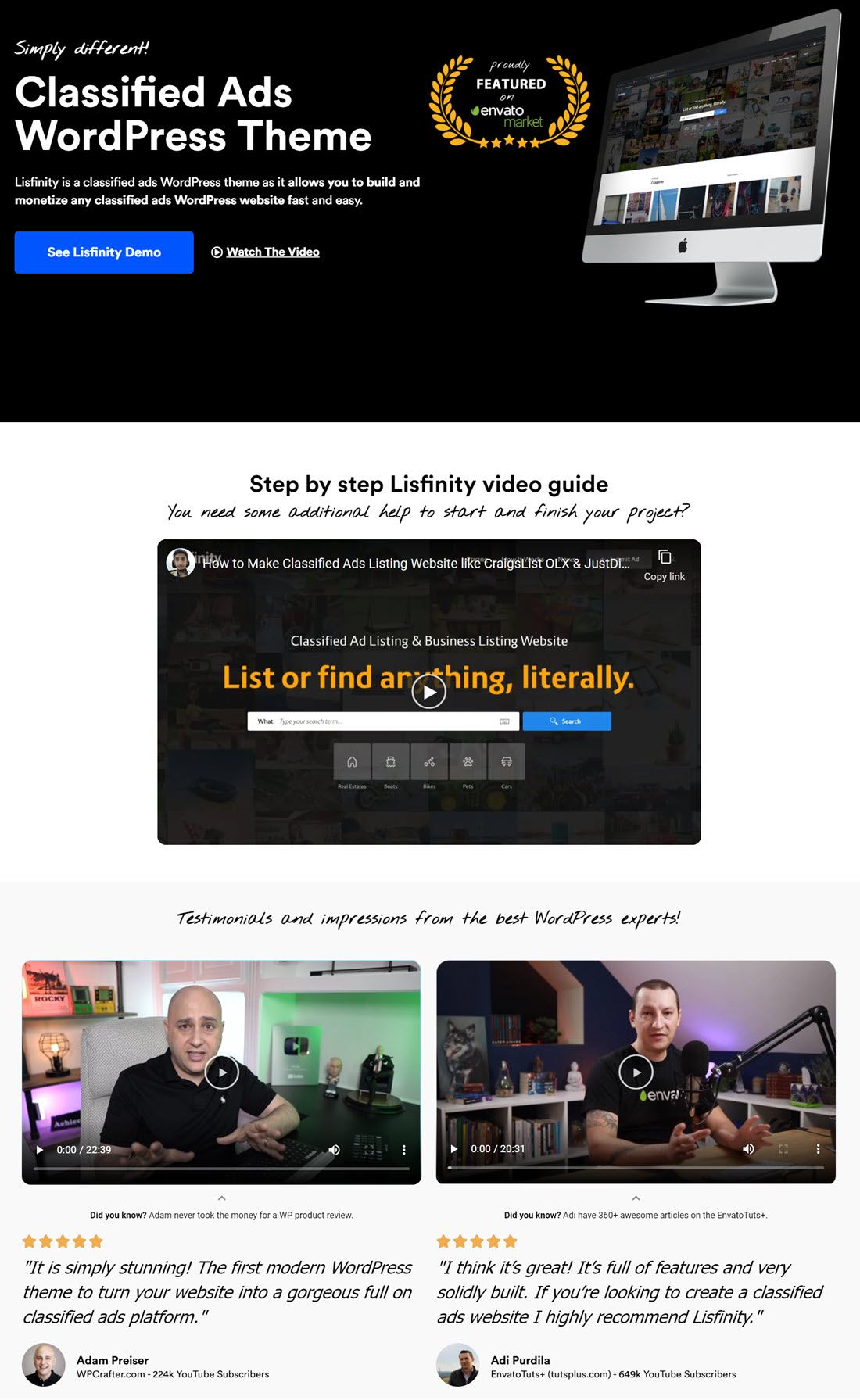 Lisfinity Classified Ads WordPress Theme Example