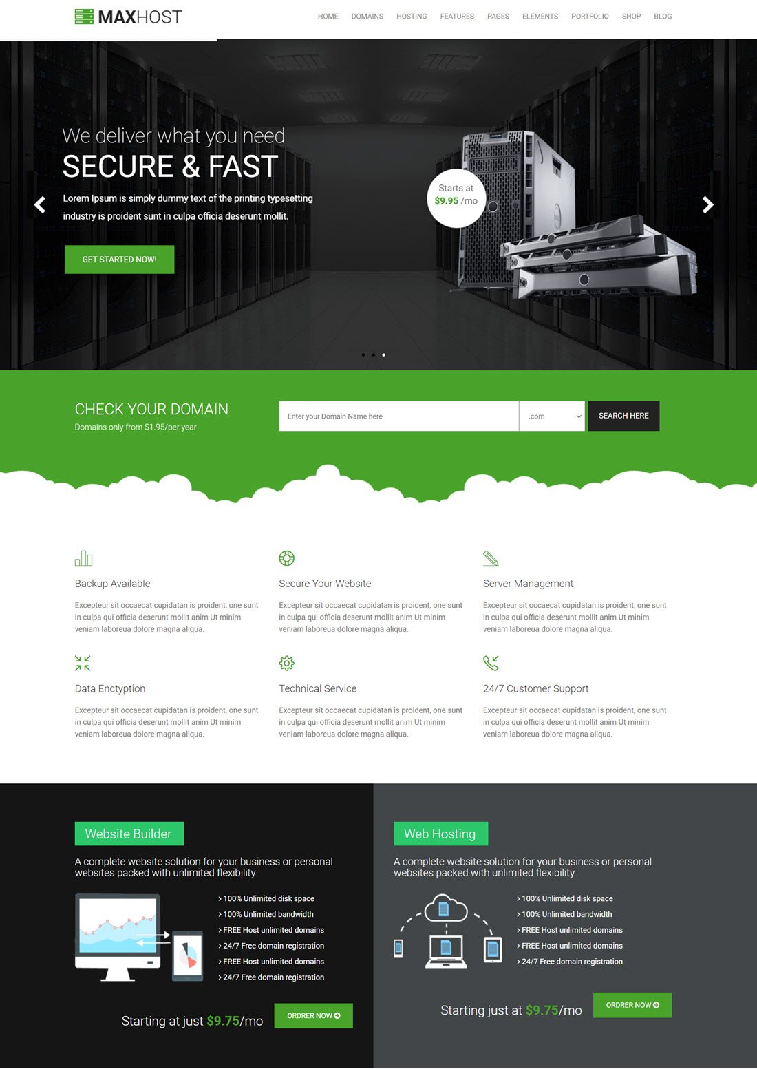 MaxHost Web Hosting, WHMCS and Corporate Business WordPress Theme with WooCommerce Screenshot