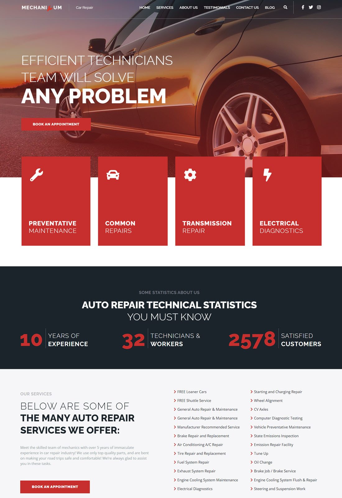 Mechanicum Car Repair WordPress Elementor Theme Demo