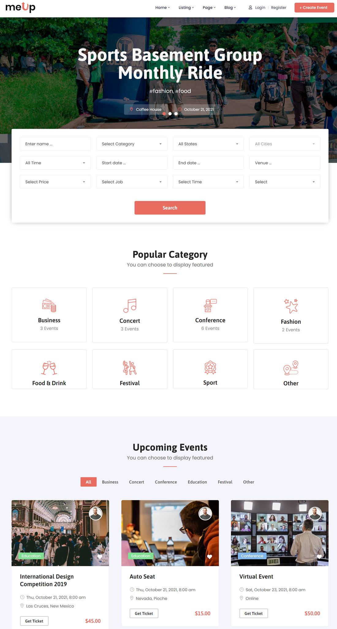 Meup Marketplace Events WordPress Theme Demo