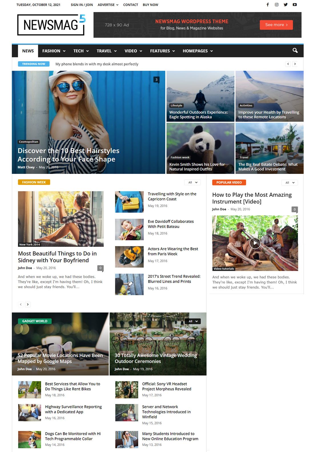 Newsmag Newspaper & Magazine WordPress Theme Example