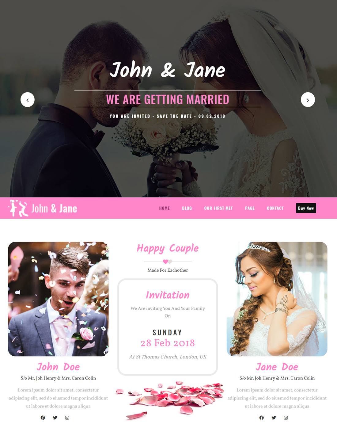 Nikah Wedding Theme For WordPress Example