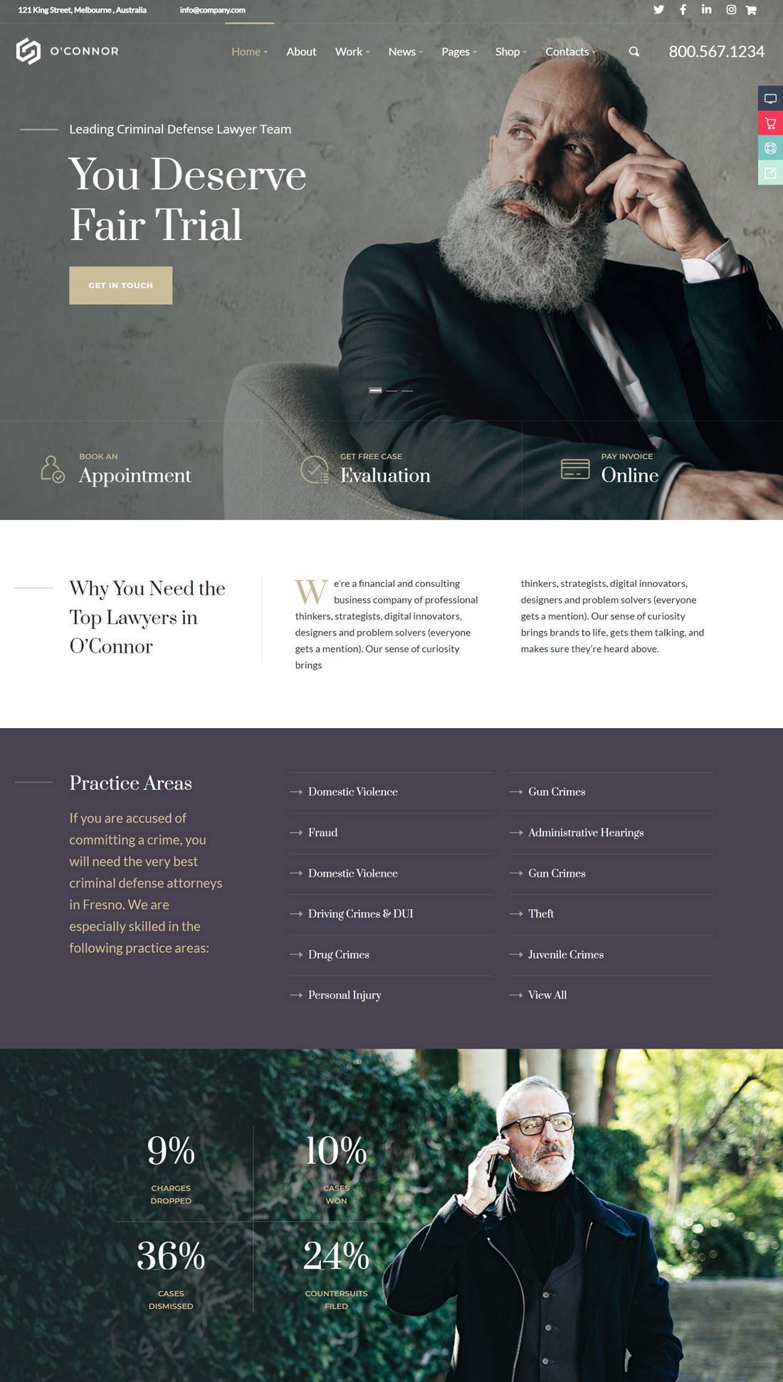 Oconnor Lawyer & Attorney Theme For WordPress screenshot