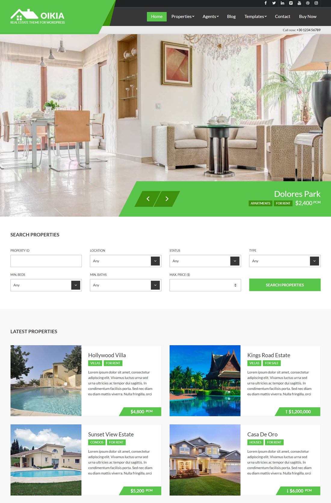 Oikia Real Estate WordPress Themes Demo