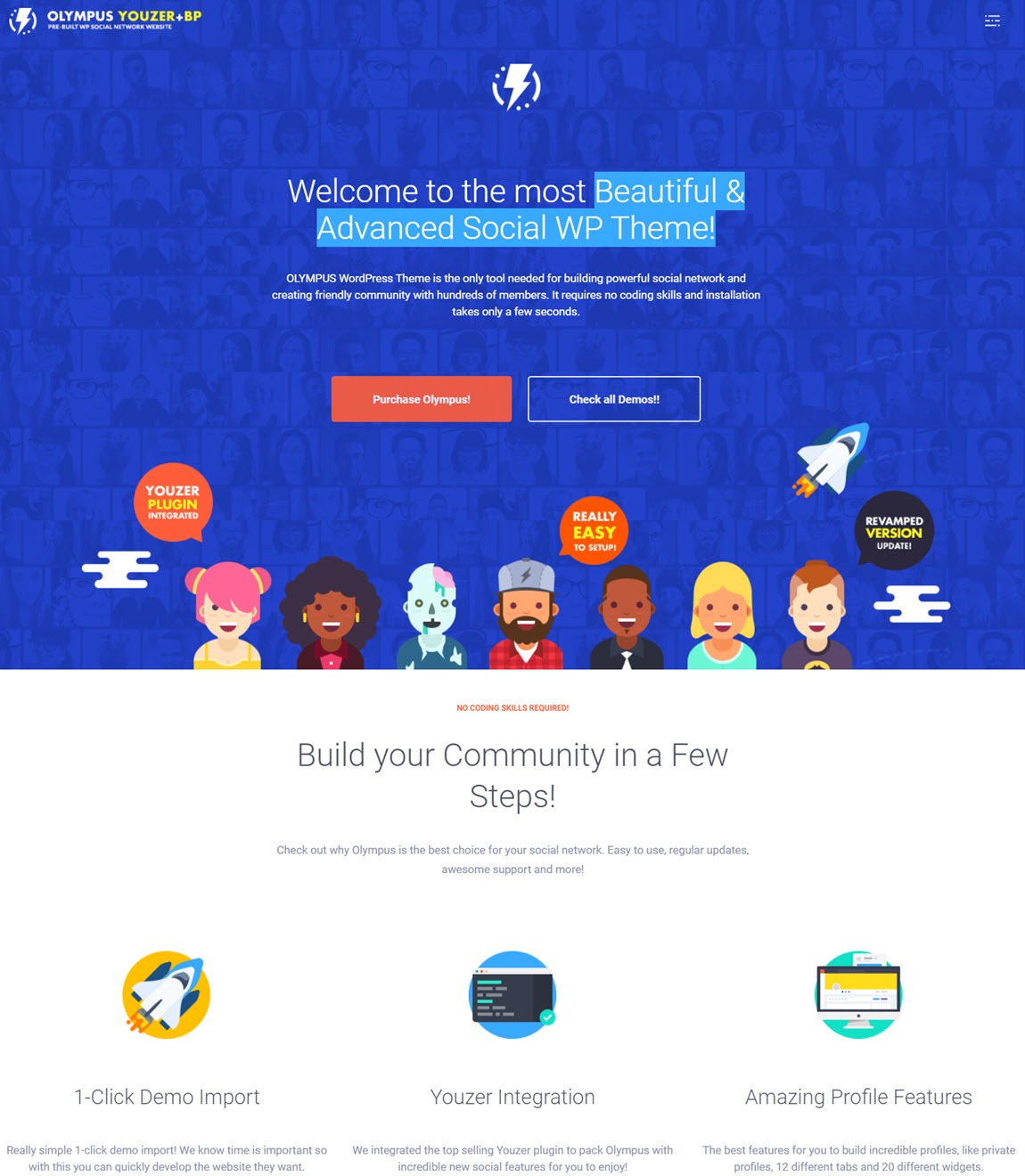 Olympus - Social Networking WordPress Theme