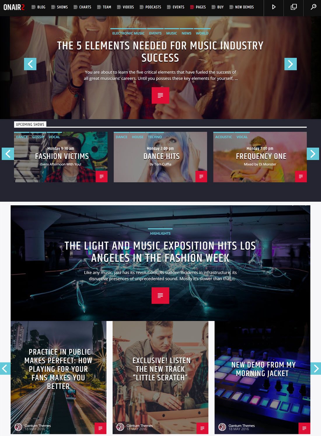 Onair2 Radio Station WordPress Theme With Non-Stop Music Player Screenshot