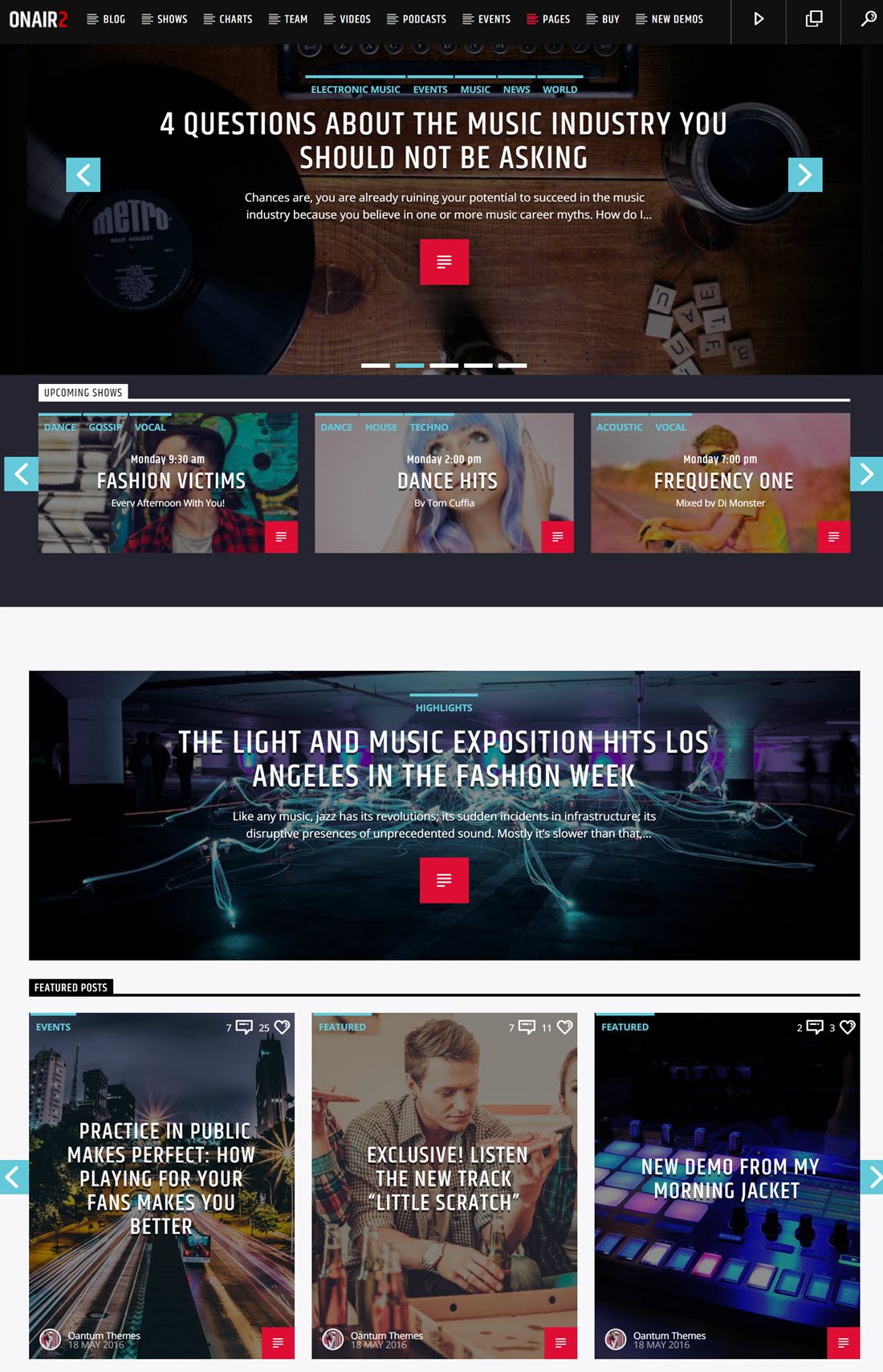 Onair2 Radio Station WordPress Theme With Non-Stop Music Player screenshot