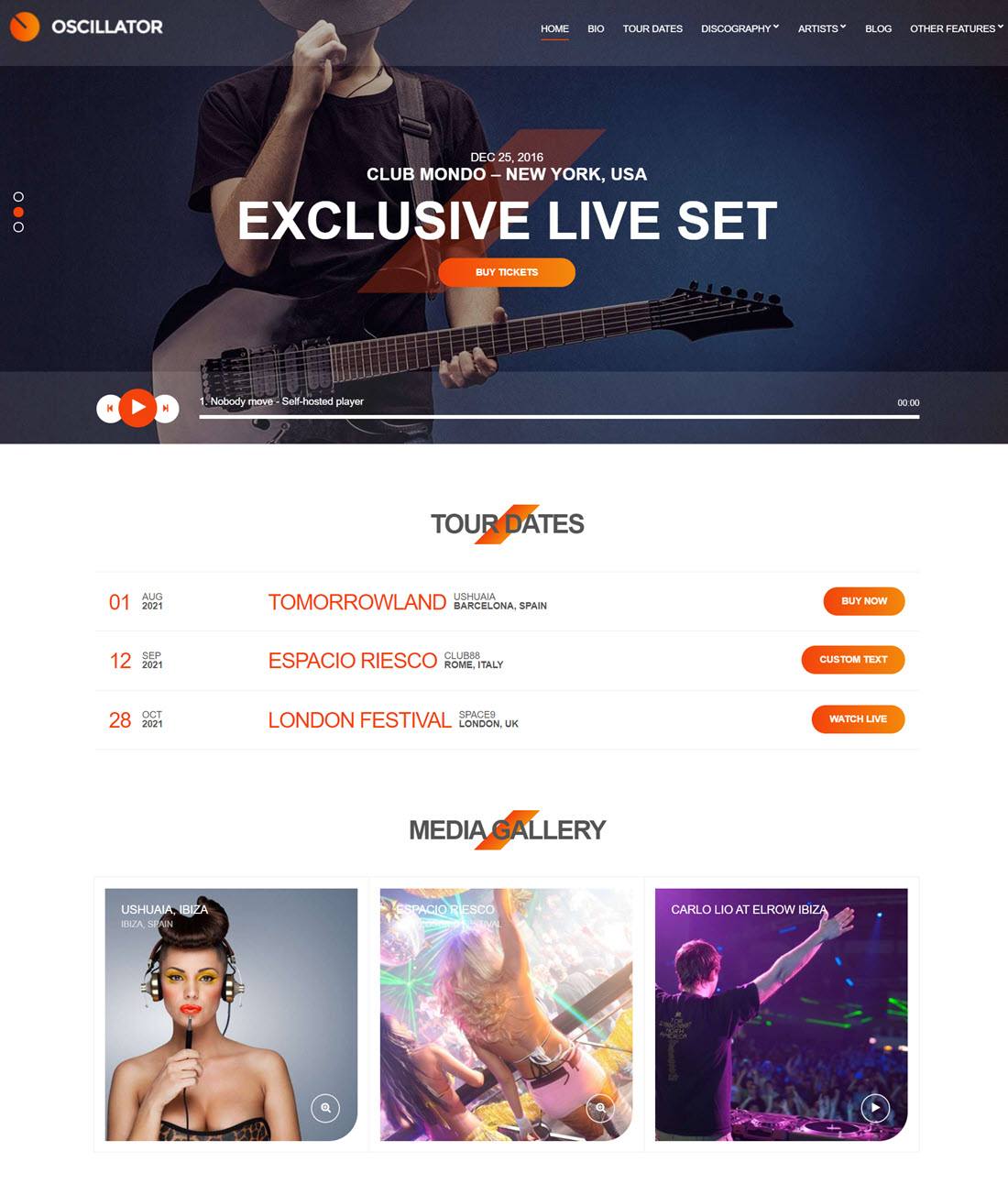 Oscillator Music WordPress Themes Screenshot