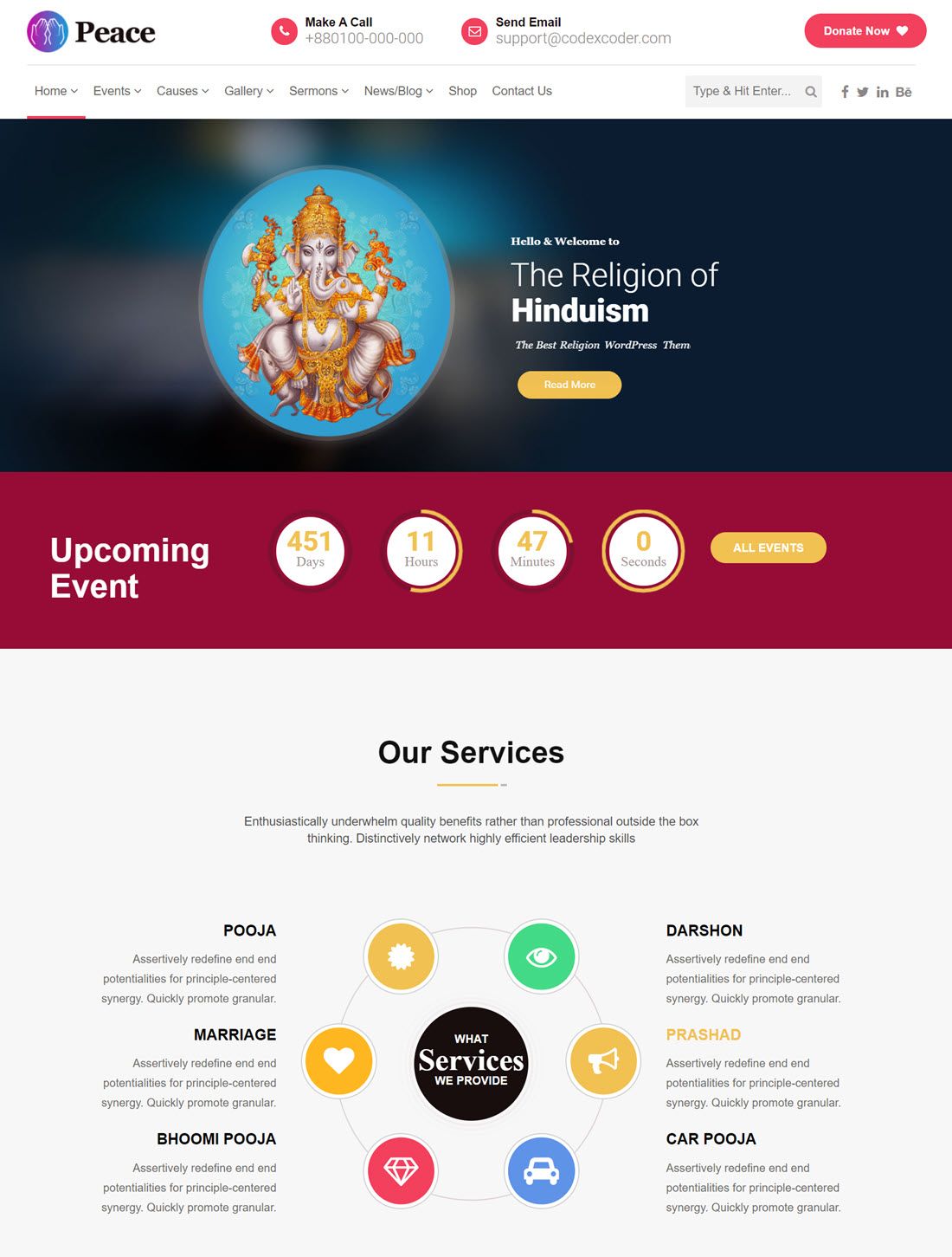 Peace Church, Muslims, Temple WordPress Theme