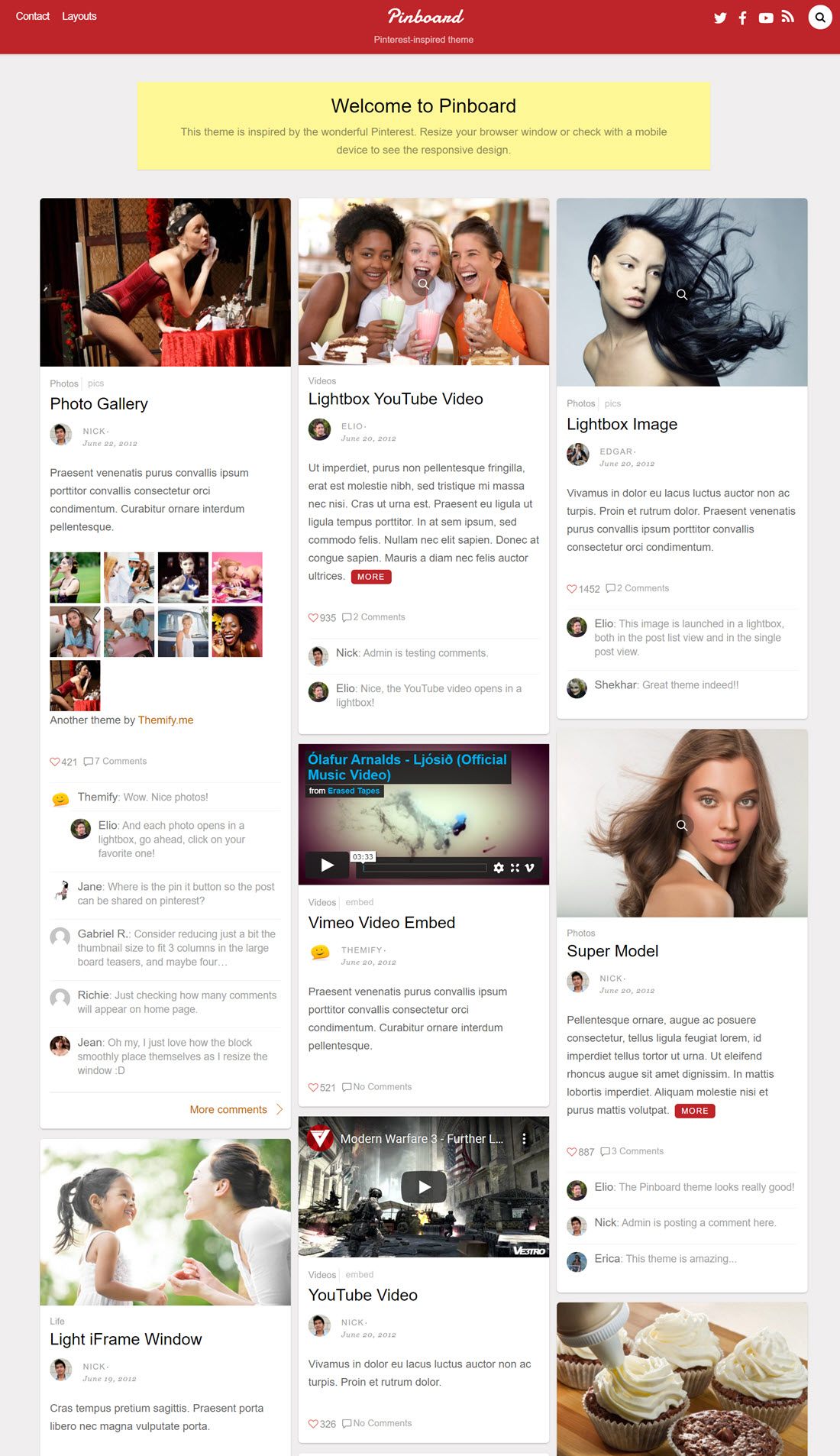 Pinboard Pinterest Style Theme For WordPress Demo