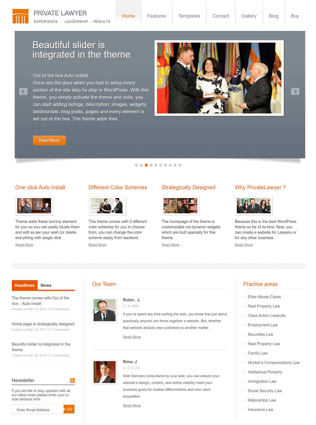 Private Lawyer Theme For Wordress Screenshot