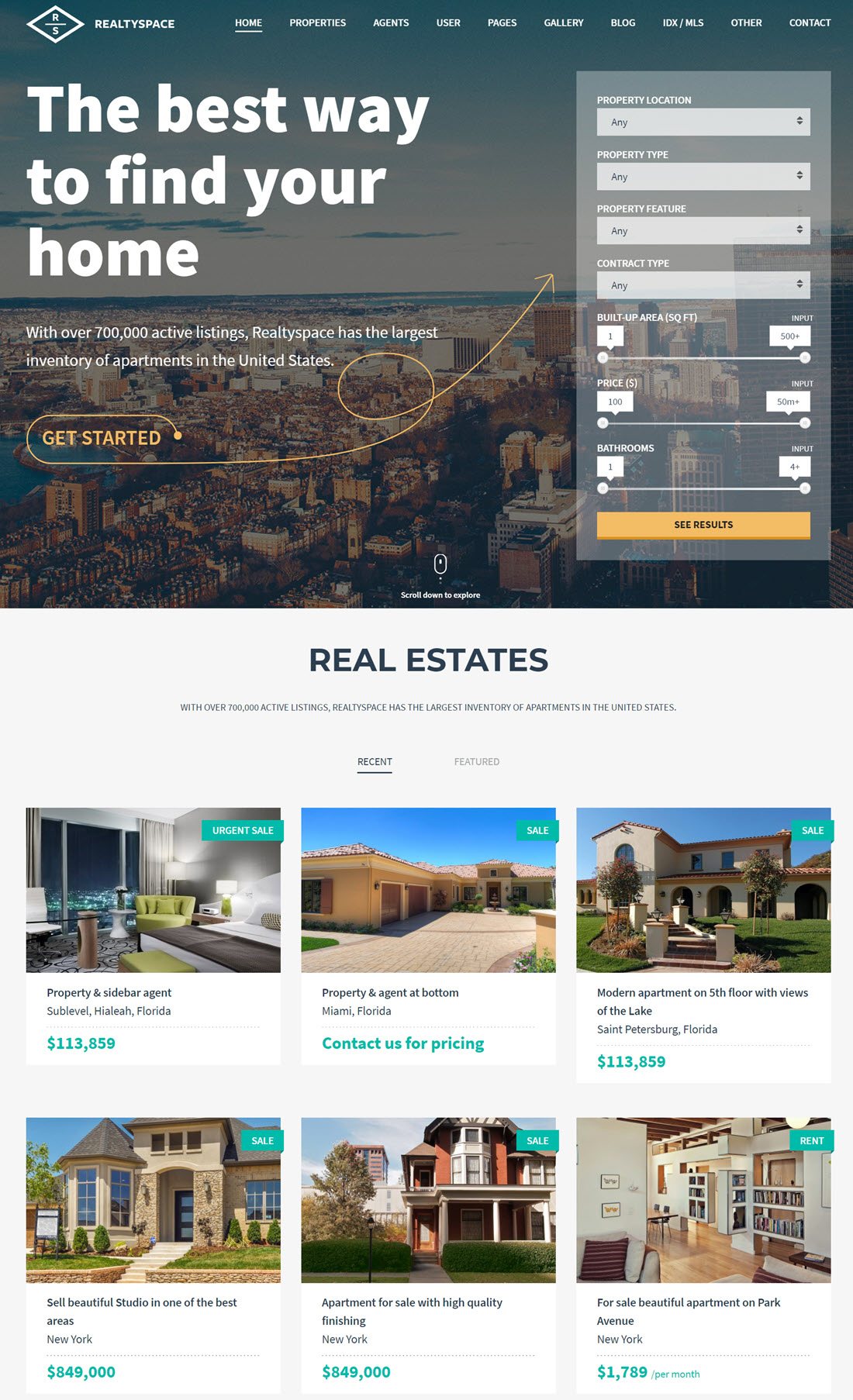 Realtyspace Real estate WordPress Theme Screenshot