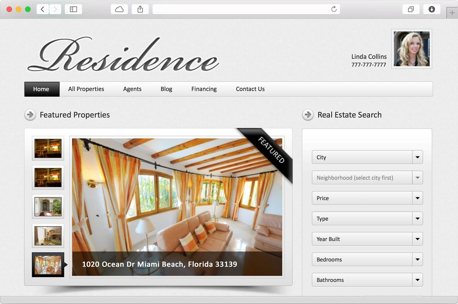 Residence Real Estate WordPress Themes ScreenShot