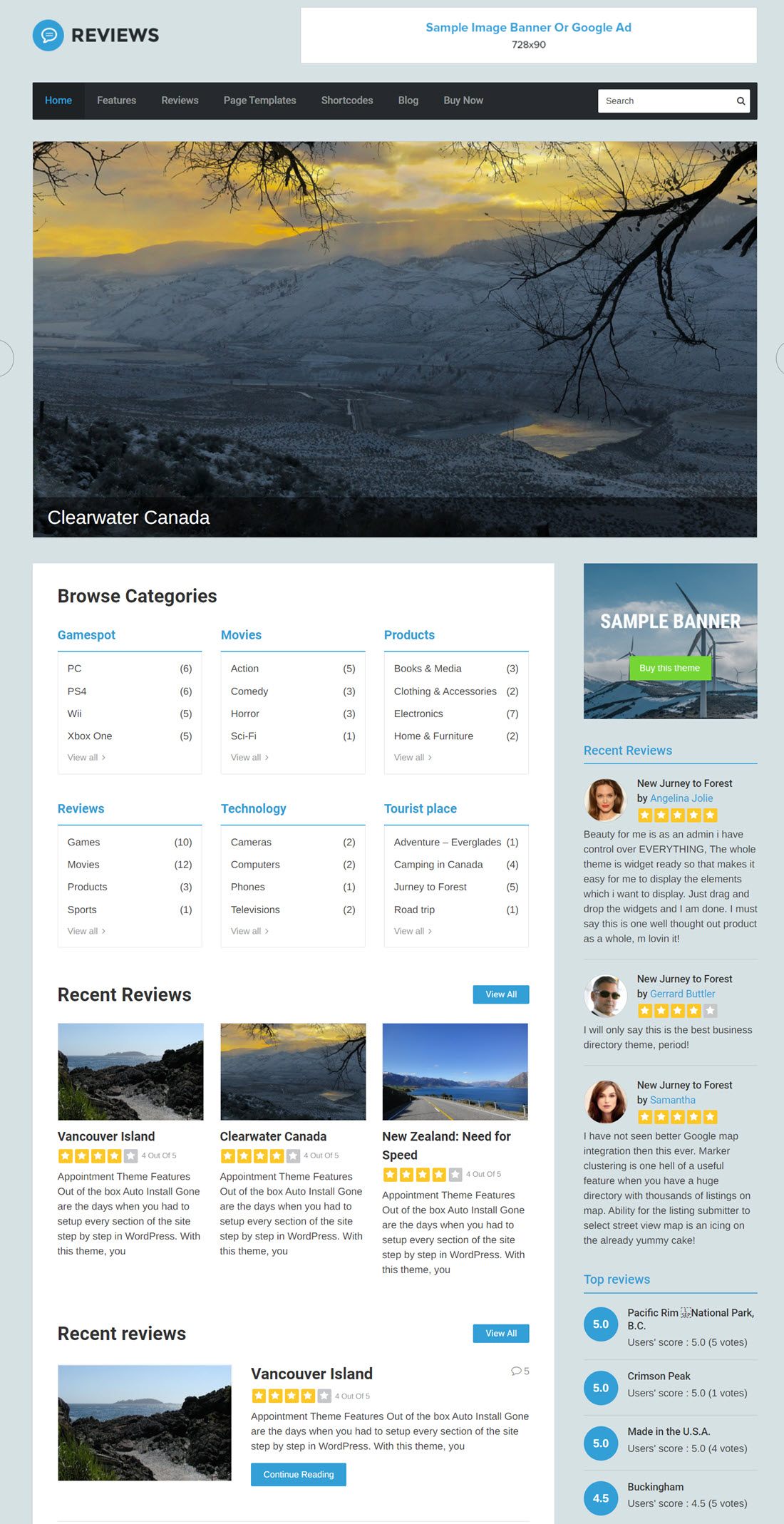 Reviews WordPress Themes Example