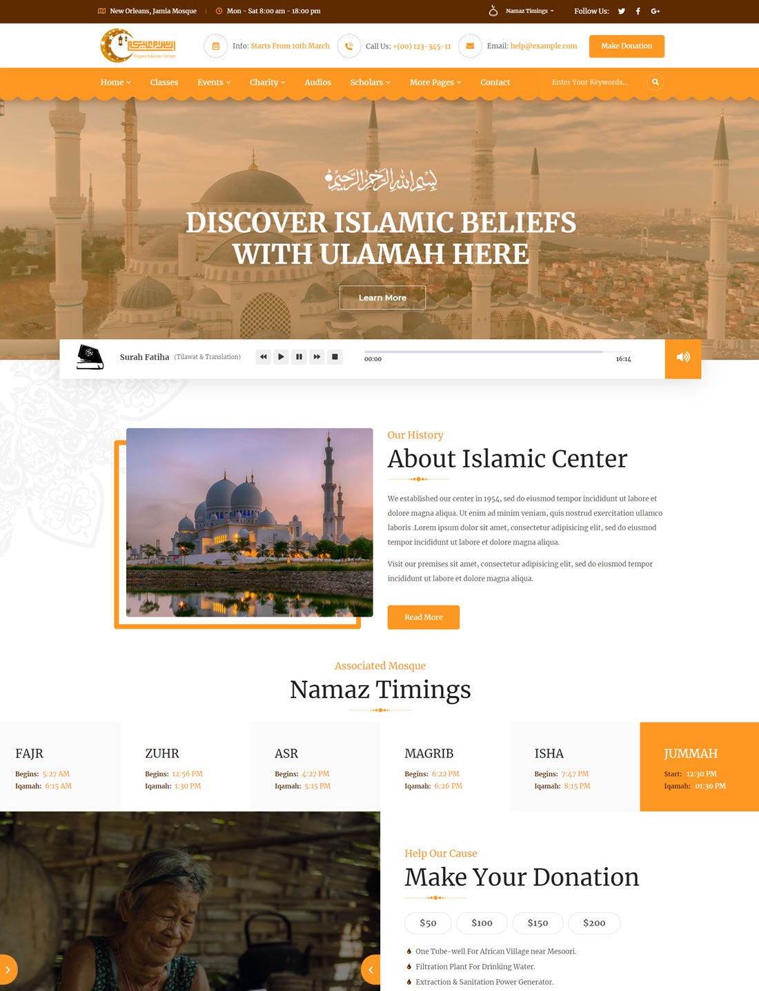 Taqwa Islamic Center WordPress Theme ScreenShot