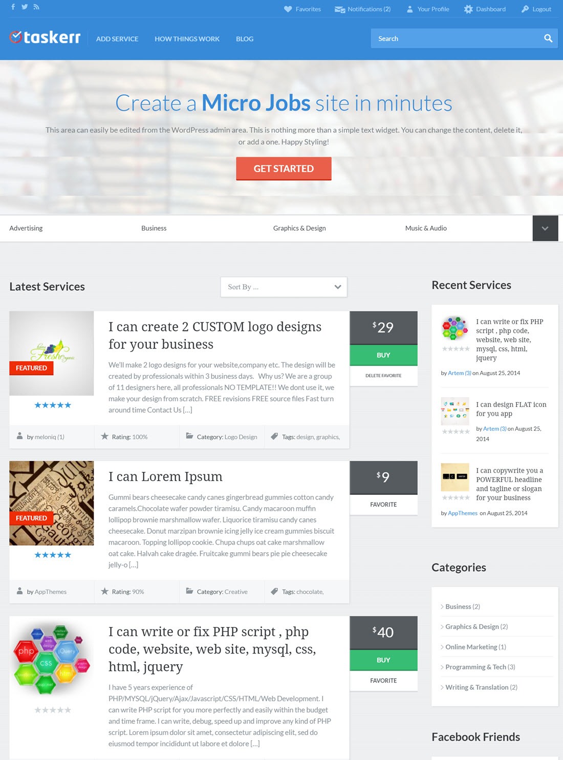 Taskerr Create a Micro Jobs site Screenshot